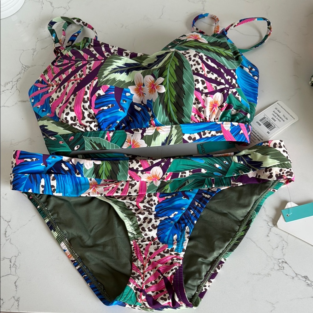 Tropical Print Bikini Set